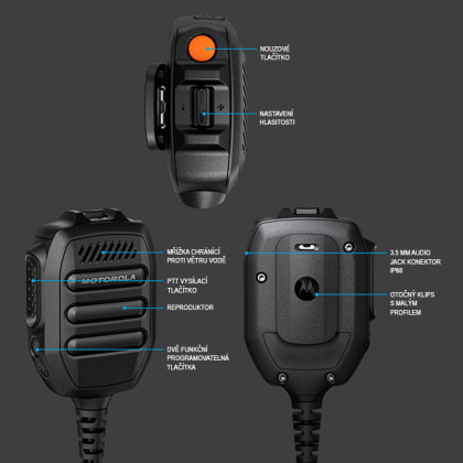 PMMN4128 Velký oddělený reproduktor s mikrofonem IMPRES RM780 pro radiostanice Motorola R7 a Ion