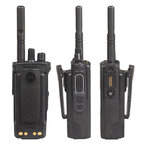 Motorola MOTOTRBO™ DP4600e UHF MDH56RDQ9VA1AN - přenosná digitální radiostanice, pohledy z boku a ze zadu