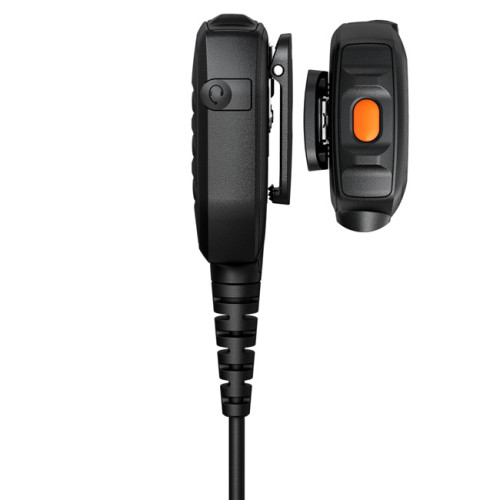 PMMN4131 Oddělený reproduktor s mikrofonem IMPRES RM730 malý - pro radiostanice Motorola R7, R7a a ION pohled z boku a z horní strany