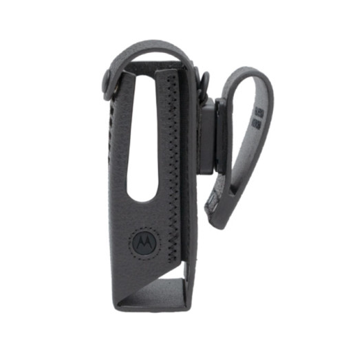 PMLN8303 Pouzdro z tvrdé kůže pro radiostanice Motorola R7 NKP/R7a s otočným opaskovým okem - boční pohled