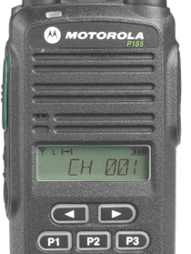 Motorola P185 - detail předního ovládacího panelu.
